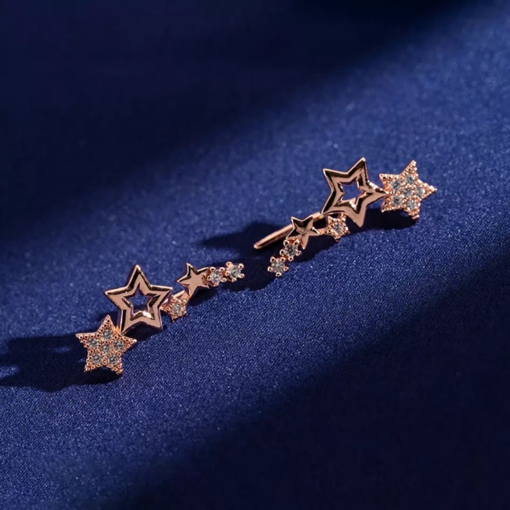 ⚜️[𝟯𝟬%𝗢𝗙𝗙|𝗯𝘂𝗻𝗱𝗹𝗲𝘀 𝟯+]⚜️CZ 18K Constellation Climber Earrings NEW - Picture 6 of 10